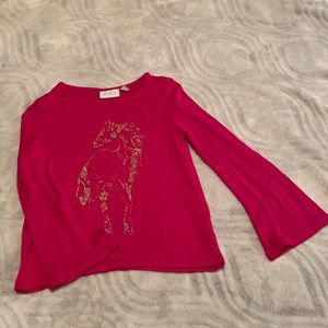 Pink flare sleeved horse shirt